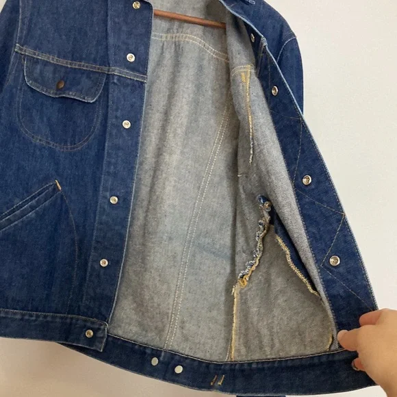 Vintage GWG Kings Jean Jacket Mens 36 Blue Denim Retro Rockabilly Workwear - Picture 11 of 15